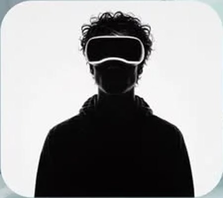 A person wearing the headset, seen in profile